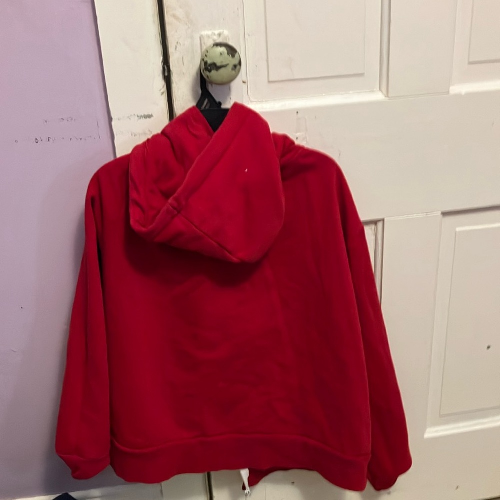 Red zip up sweater